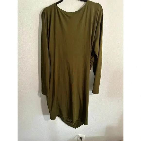Grace Karin Cinched Olive Long Sleeve Dress XXL - Picture 7 of 10
